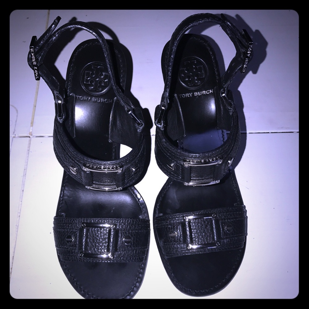 🔸Tory Burch🔸Black Tumbled Pier Wedges